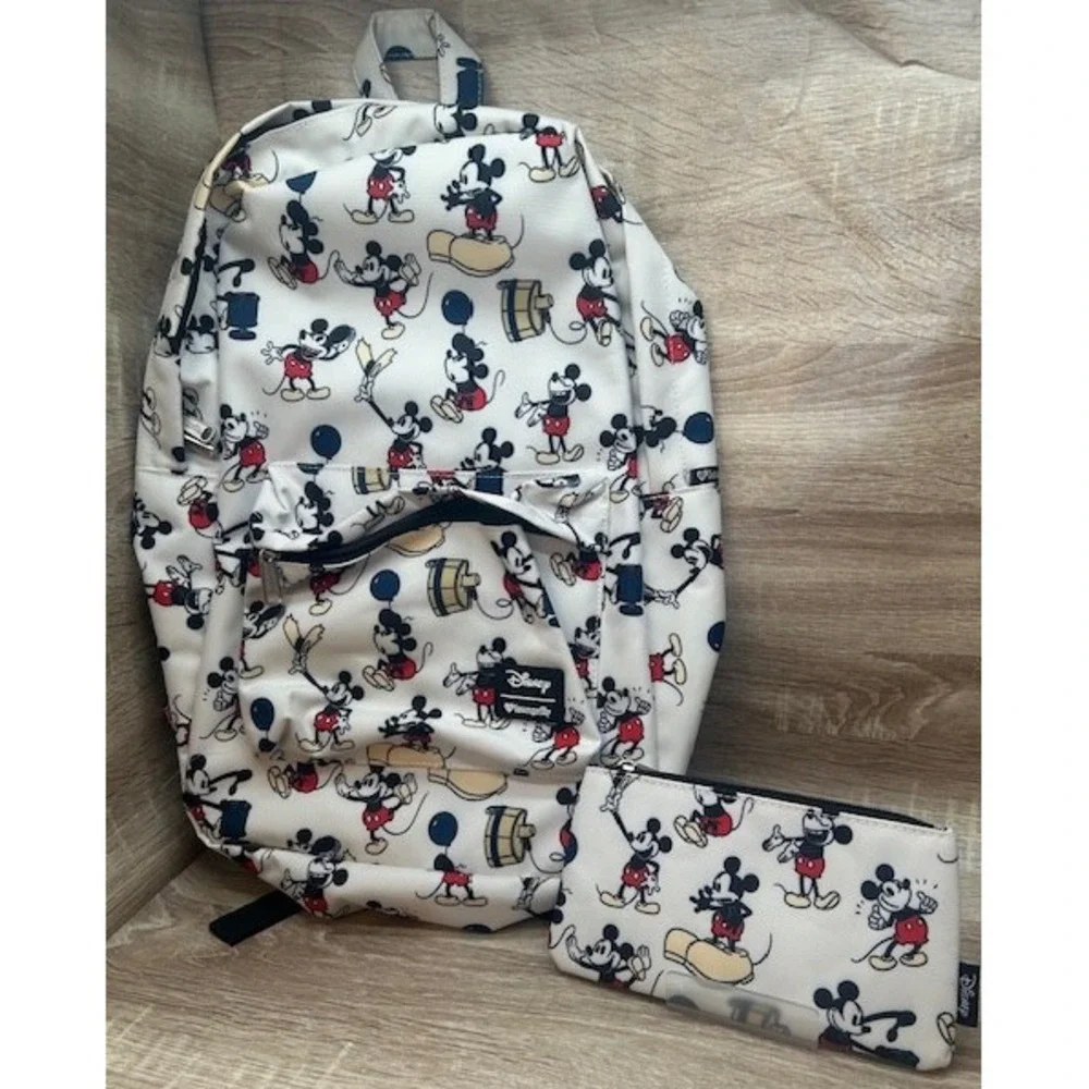 Loungefly Disney Mickey Mouse 90 Years Anniversary Backpack & Coin Bag Set